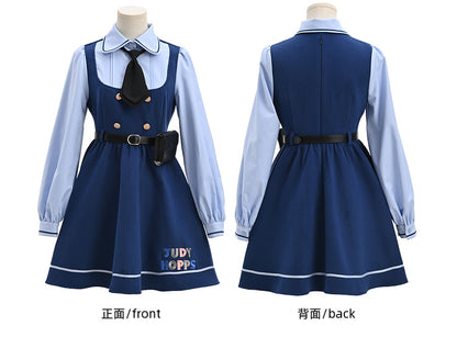 Zootopia Judy Navy Blue Fake Two-piece Preppy Style Dress with Free Waist Bag