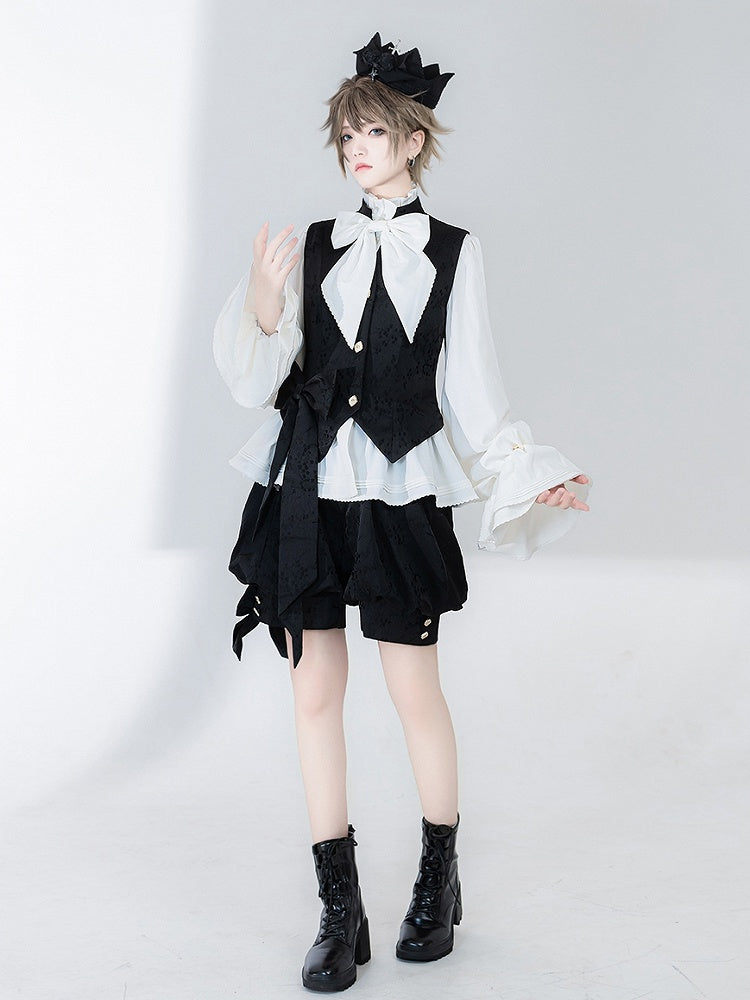 Black Jacquard Waistcoat with Banded Collar - Princess Chronicles