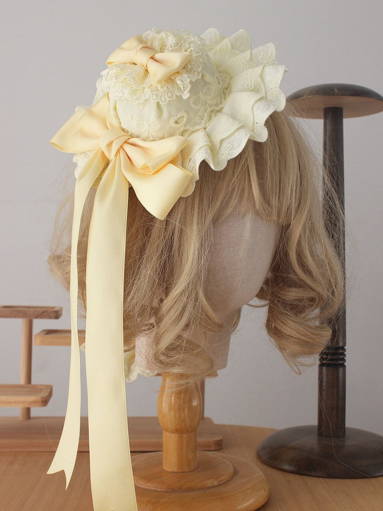 Yellow Sweet-Style Hat Lace Mini