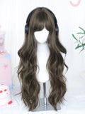 Light/Dark Wigs With Wavy 65-70cm Long Brown Bangs