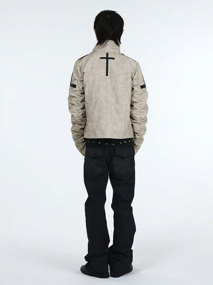 Genderless Punk Faded Black Jeans with Snake Pockets & Studs - DETW OnLine