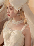 Beads Lace Choker Creamy