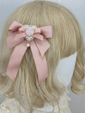 Pink Heart Bow Hairclip Dusty Decoration