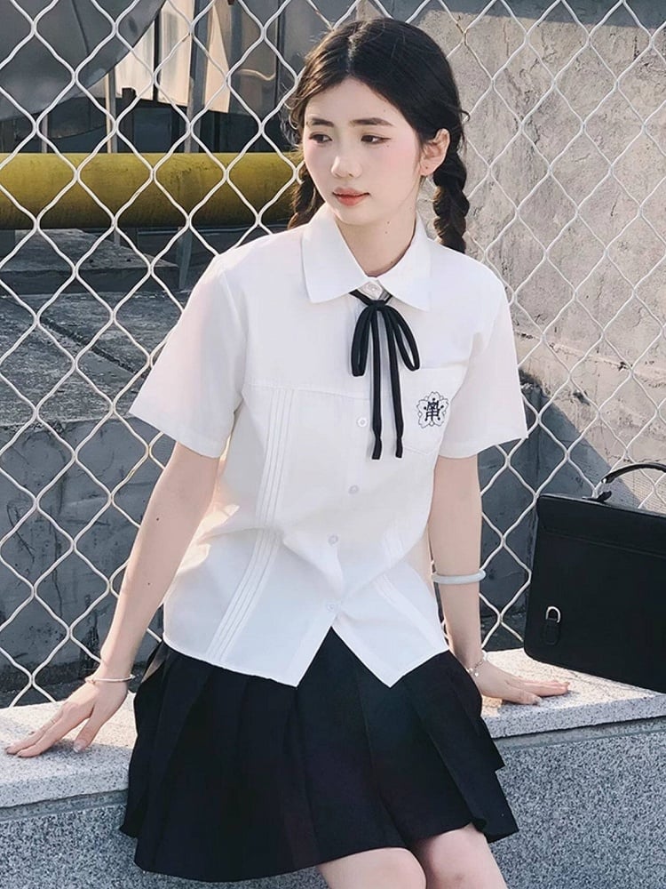 Black Adjustable Waist Pleated Skirt - Lan Jian Chuan