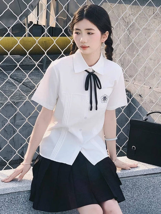 Black Adjustable Waist Pleated Skirt - Lan Jian Chuan