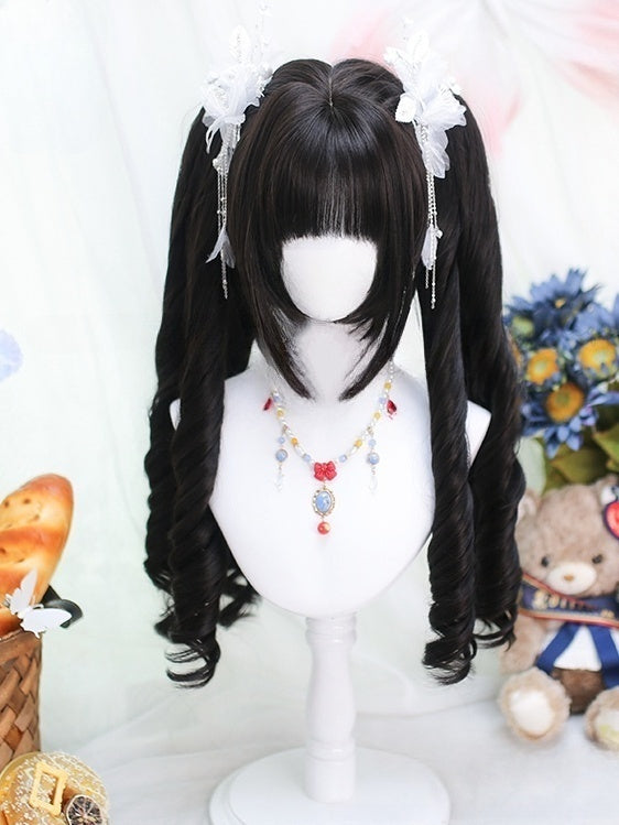 Brown Short Straight Wig with Dual Ponytail Claw Clips - Dalao Home