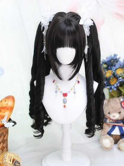 Brown Short Straight Wig with Dual Ponytail Claw Clips - Dalao Home