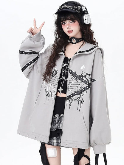 Jacket Gray Bittersweet Collar Accents Sailor - Star Light