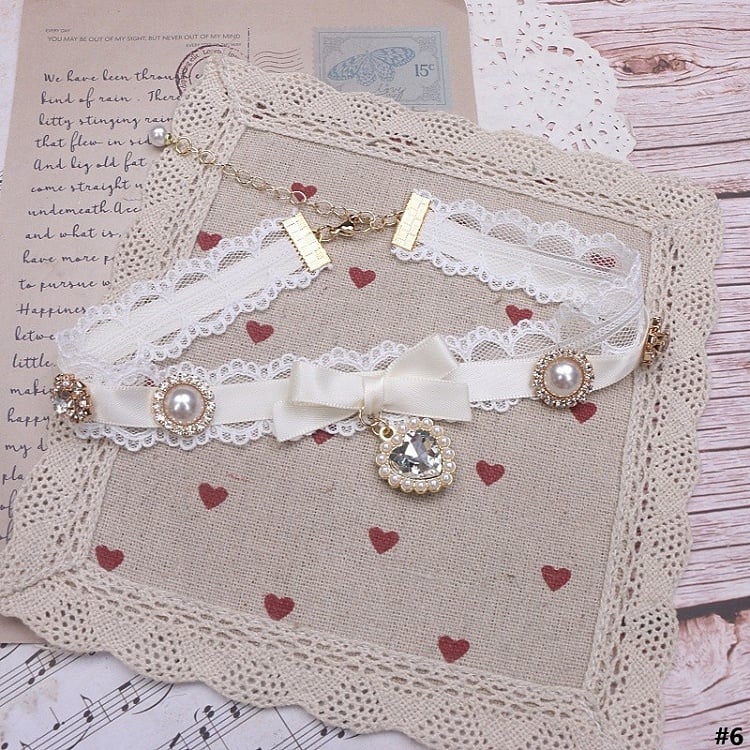 Options Bowknot Color Charm Heart Jirai Lace Kei 18 Choker