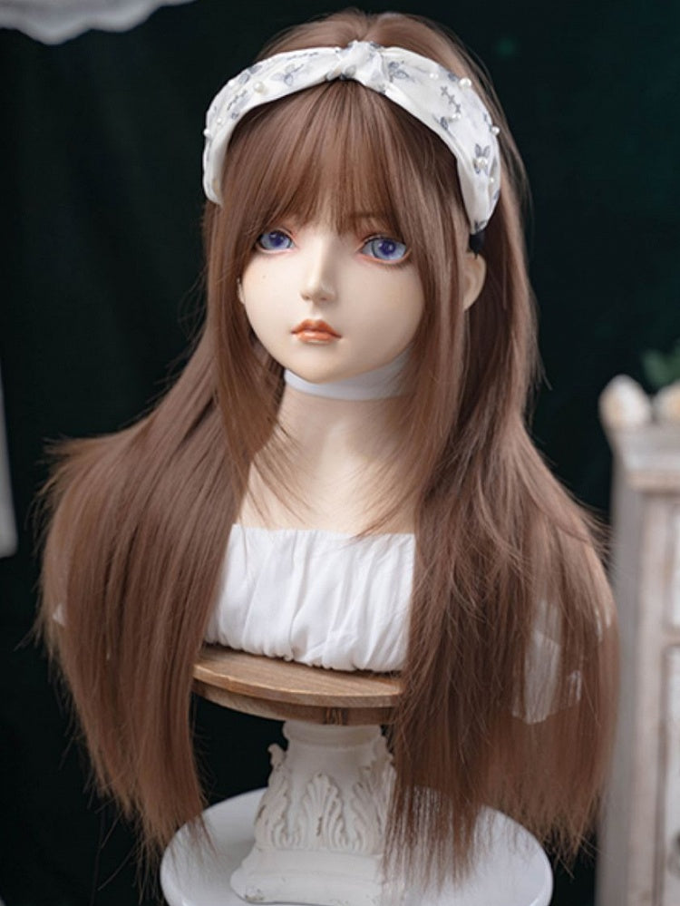 73CM Pony Gerade Braune Perücke Länge Mit Luft