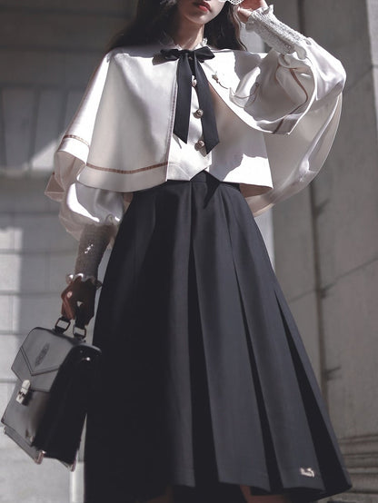 JK Uniform White Cape with Self-tie Straps