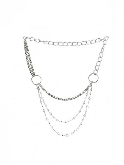 Punk Silver Necklace with Bead Decoration - Virtual Orbit