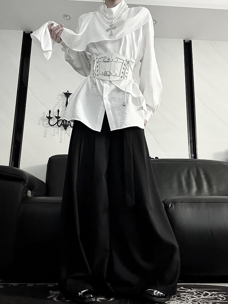 Top Neckline Scarf for Long Prince Spring Sleeve Lolita and - Summer Ouji White