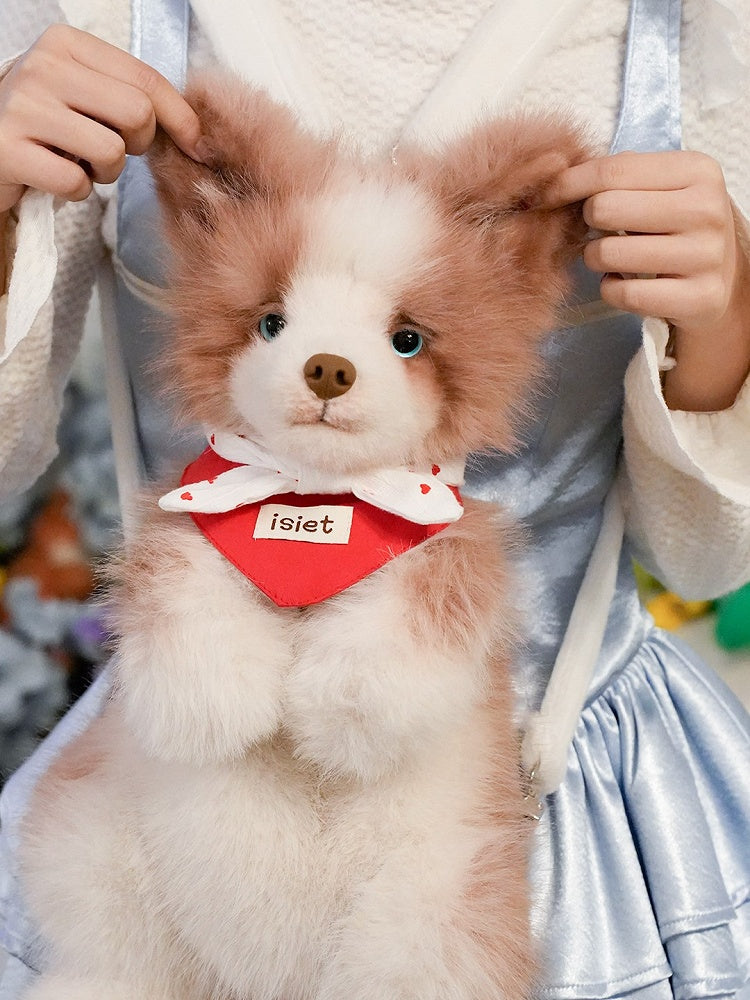 Border Plush Collie Bag - Dog Backpack/Crossbody Realistic Red