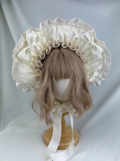 Ruffled Satin Bonnet (2 Color Options: Burgundy