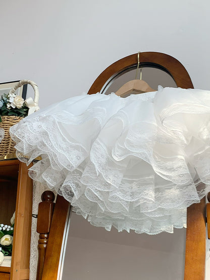 Extreme Super Puffy White Petticoat in 35cm with Lace Trim - With PUJI