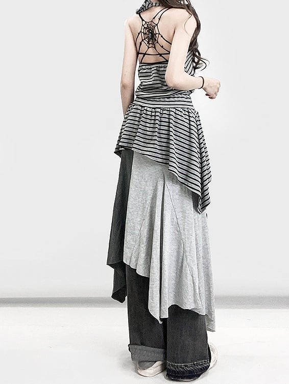 Shorts Saum Schwarz Schlitz Mit Buchstaben Asymmetrische Seite Rock Grau Druck Glamorous