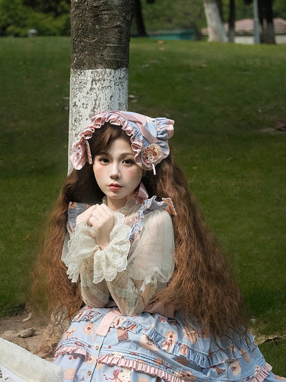 Embroidery Lolita Headscarf Available in Patch colors with 3 Biscuit