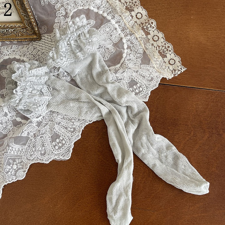 Overknee Blue Leg With Stockings Cuffs Lace Loop Feather