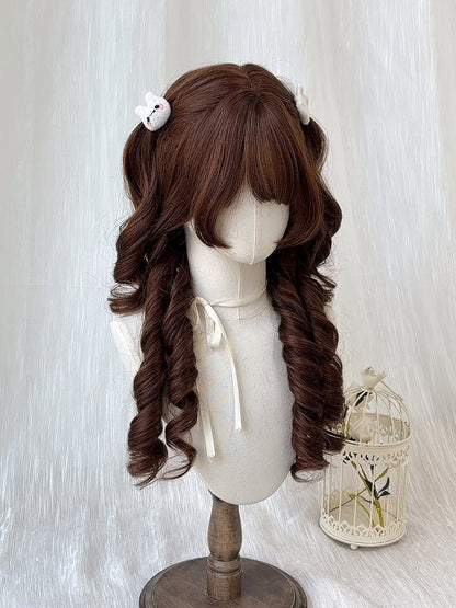Chocolate Brown 62cm Full Bangs Roman Curly Wig - Sleepy Fish