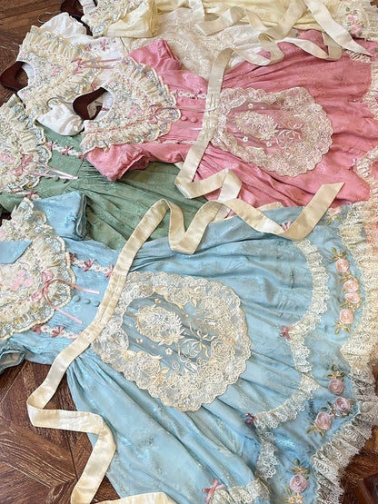 Beige Lolita Floral Embroidery Sheer Apron