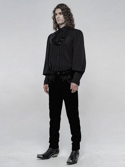 Gothic Gorgeous Black Sleeve Long Men's Shirt