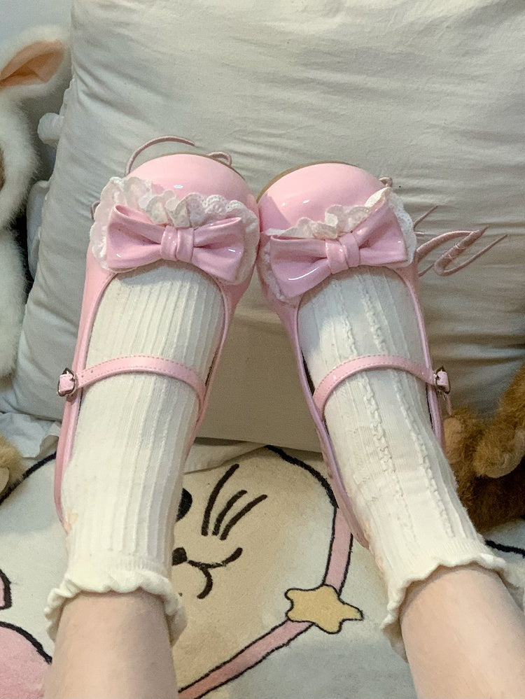 Sweet Mary Heeled Snap Pink Toe with Janes 1.5cm Round Lolita Fastener Heart