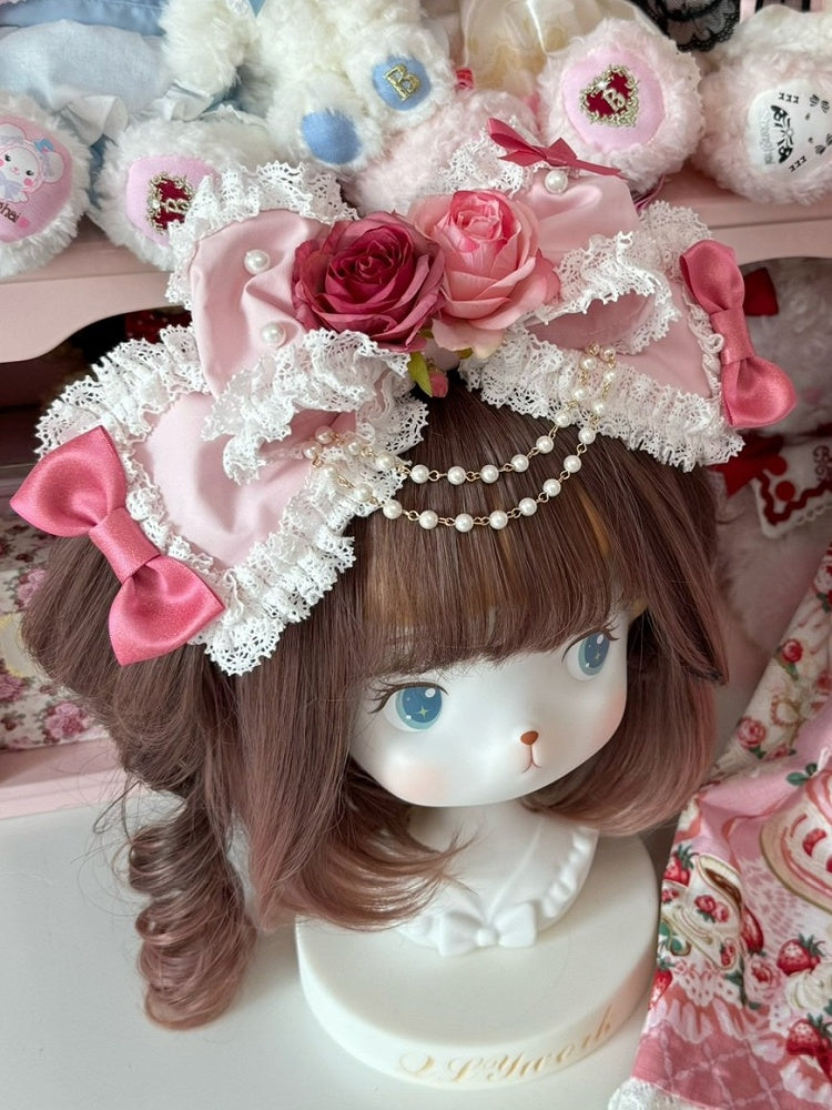 Floral Charm Version Bowknot Perlen Wunderschöne Trim Rosa Spitze Design KC