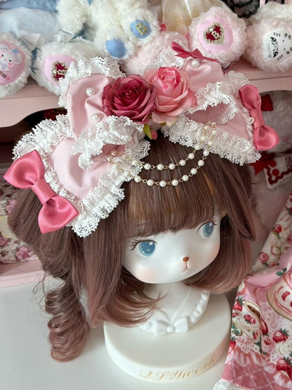 Floral Charm Version Bowknot Perlen Wunderschöne Trim Rosa Spitze Design KC