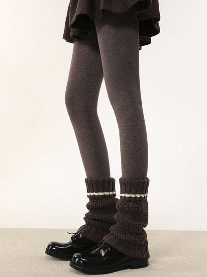 Striped 4 Pattern Warmers Colors Anti-Slip Cuffed Knitted Leg