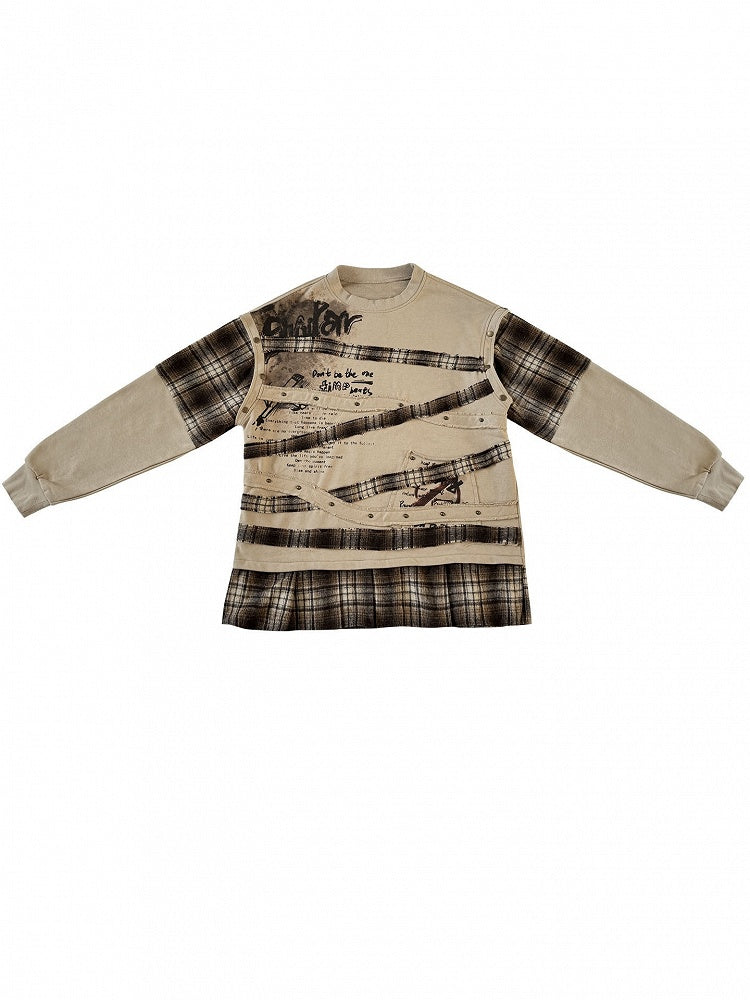 Pattern Plaid Wasteland Sweatshirt Camel Punk -