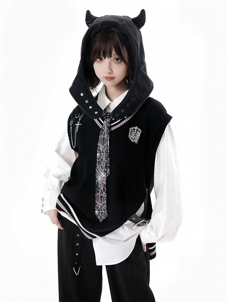 Gothic Casual Cross Shirt Print Incantation Longline/Short White with