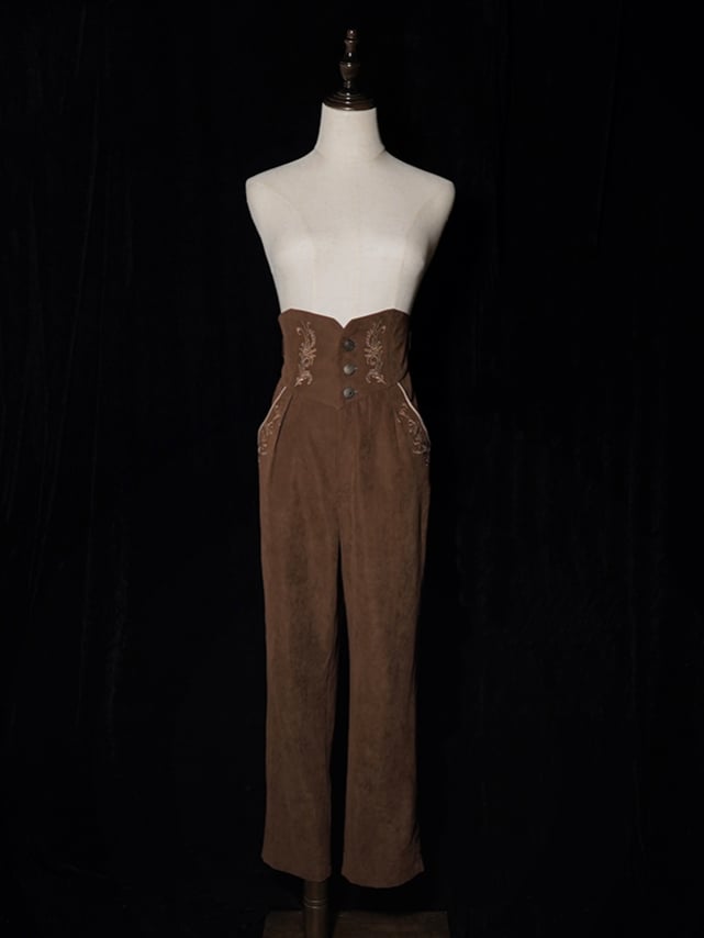 High Coffee Straps Lolita Ouji Belt Waist with Pants Corset