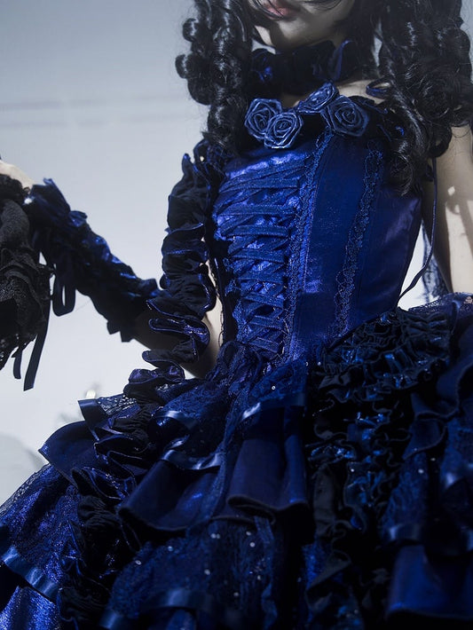 Dunkelblaue Handgelenksmanschetten / Choker