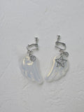 Cute White Wing Ear Clips with Star Design