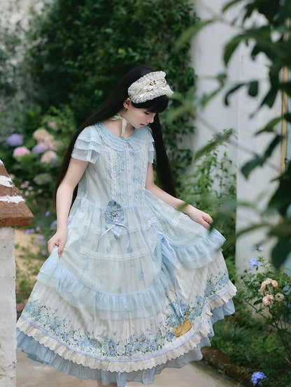 Blue Tulle Bowknot & White Lace Overlay - Rock Candy Box