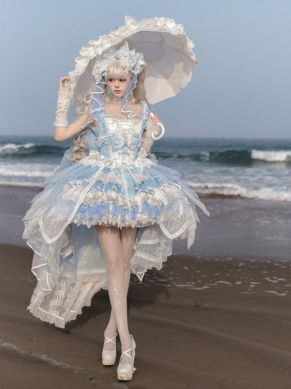 Blue Swan Feather Accented Lolita JSK Dress Set - Felinae Cookie