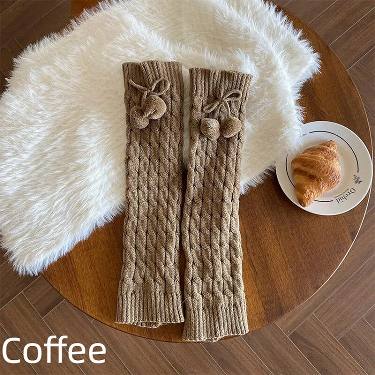 Lolita Warmers (6 Pom-Pom Cable-Knit Style Leg Colors)