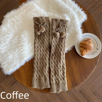 Lolita Warmers (6 Pom-Pom Cable-Knit Style Leg Colors)