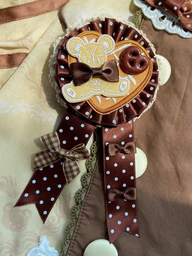 Brosche Details Bär Cookie Bowknot Braun Polka-dot Muster