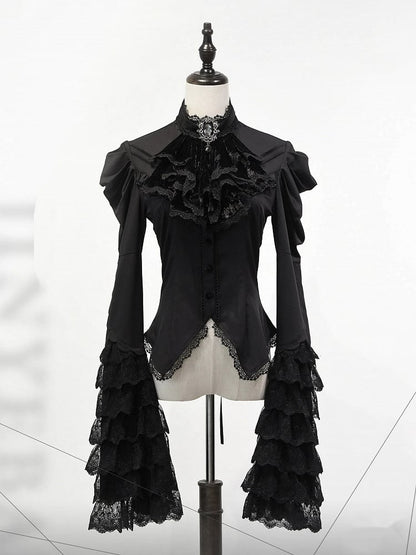 Black Blue Jabot Gothic Klein Tie /