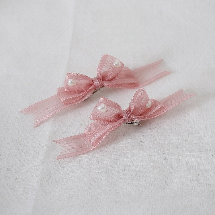 Hairclip Cute Side Lolita Bowknot Pink Multi-Layer