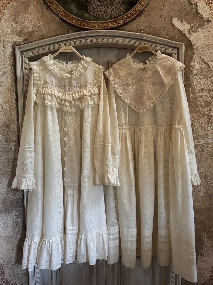 Beige A-line Lace OP Dress - iris de nuit