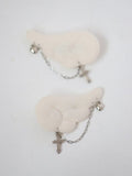 White Jirai Angel Wing Kei Cross Hairclip Chain
