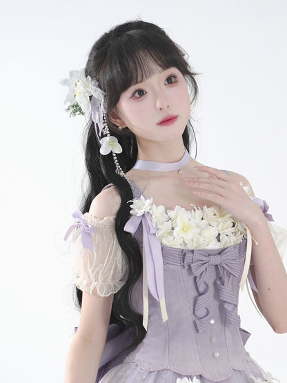 Hairclip Green Floral / Purple