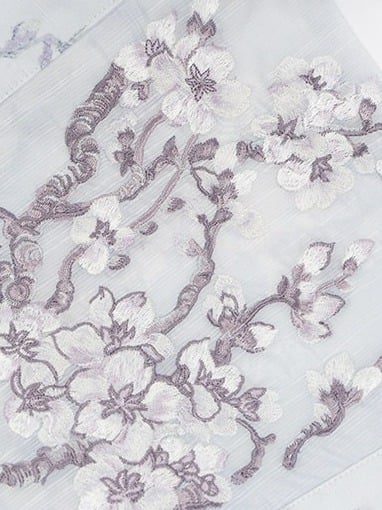 Blue & Purple Floral Embroidery Flutter Sleeve Bow Lolita Overlay Dress with Lace - Yimu Walnut