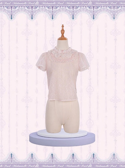 Rose Puff-Sleeve Lace Blouse for Lolita Fashion - Mademoiselle Pearl