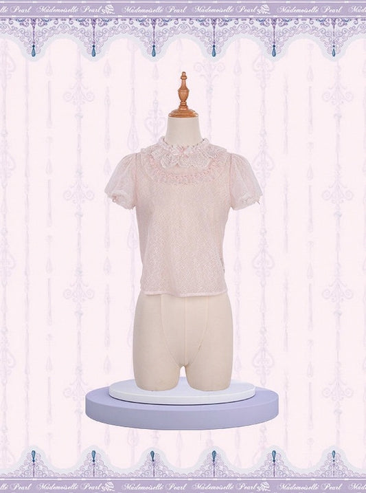 Rose Puff-Sleeve Lace Blouse for Lolita Fashion - Mademoiselle Pearl