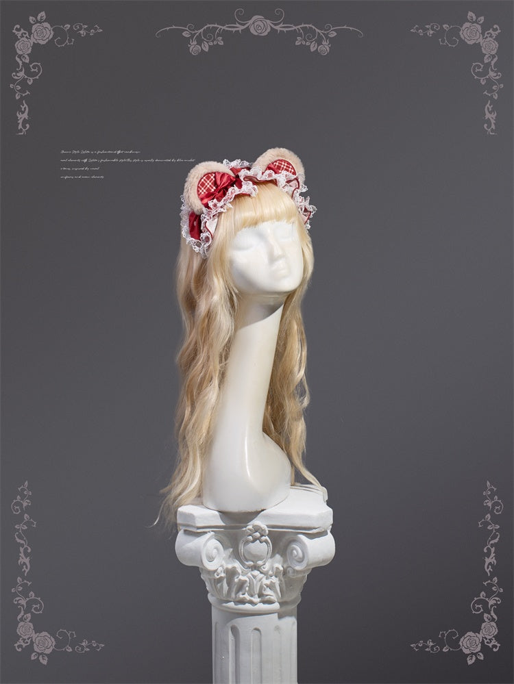 ワインレッドのクマ耳デザイン スウィートロリータKC