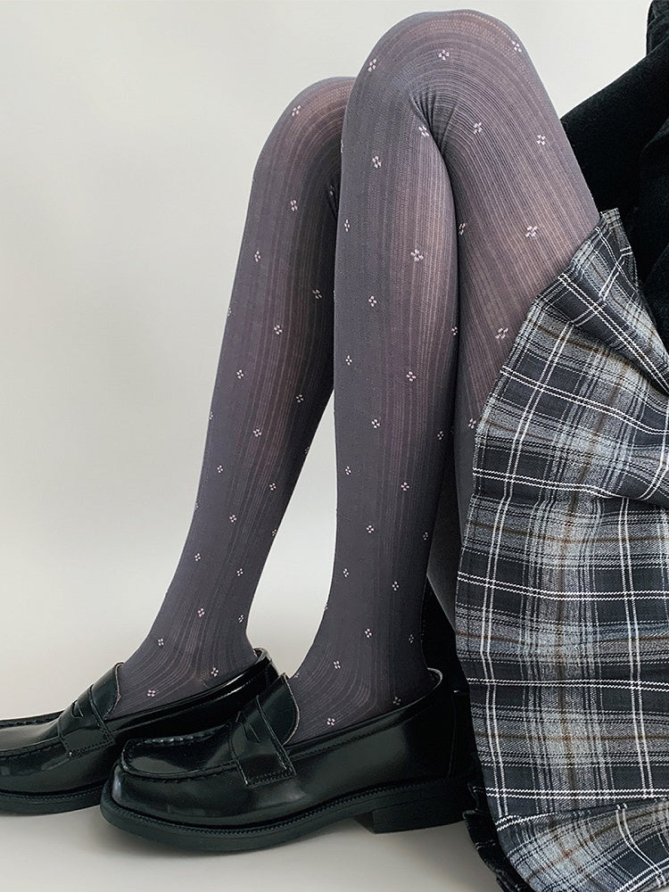 Floral Colors) Ditsy Ribbed Tights (4